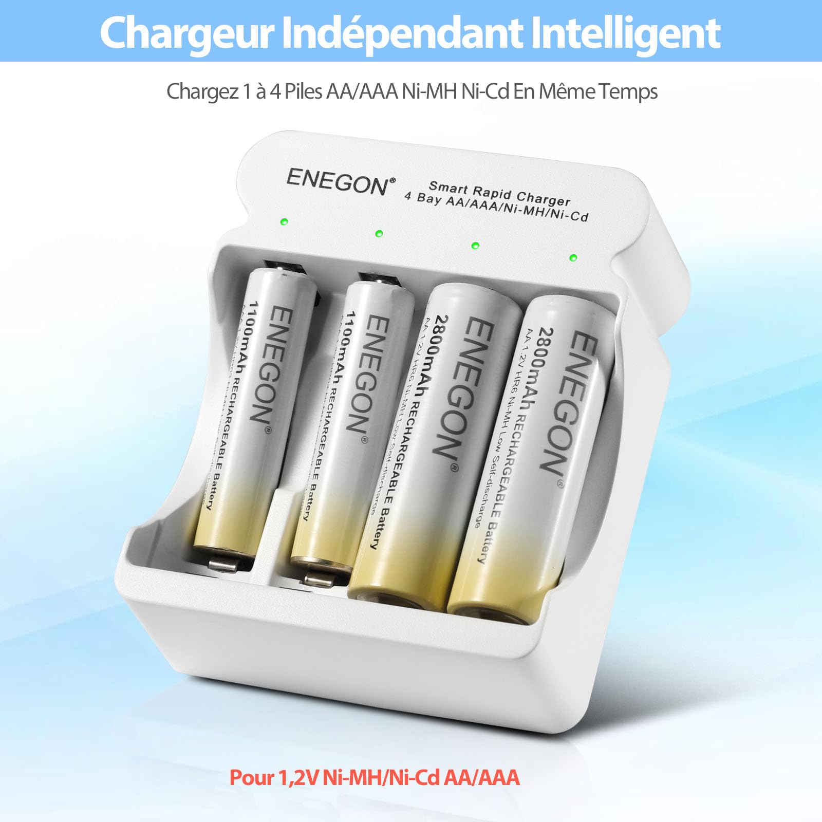 Pack Delyeepow : 8 Piles AAA Rechargeables 1100mAh + Chargeur 4 Slots - Solution Complète Pour Tous Vos Appareils