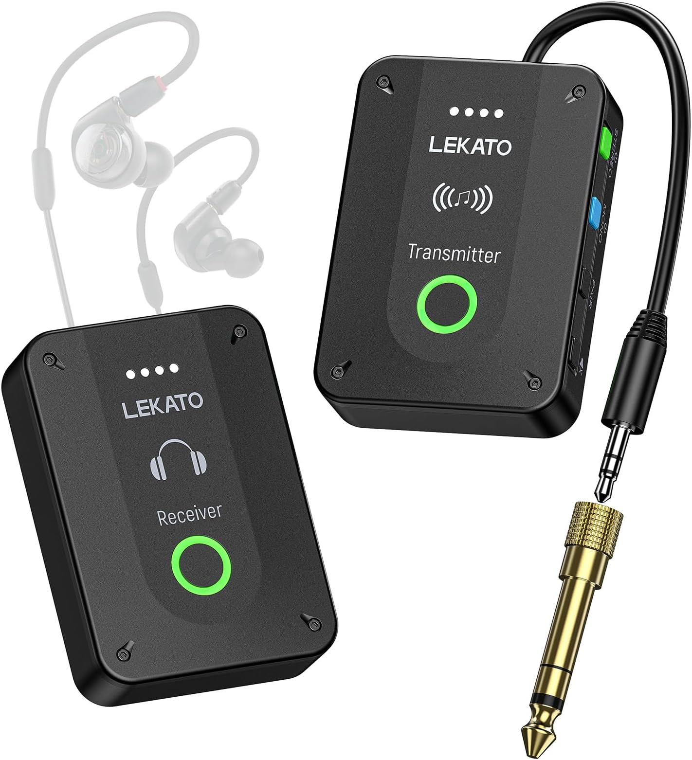 Wireless in Ear Monitor System MS-02, Upgraded 2.4G Stereo IEM System Low Latency with Transmitter Beltpack Receiver Auto-Pairing,One to More, in-Ear Monitoring for Church,Band,Singer,Stage
