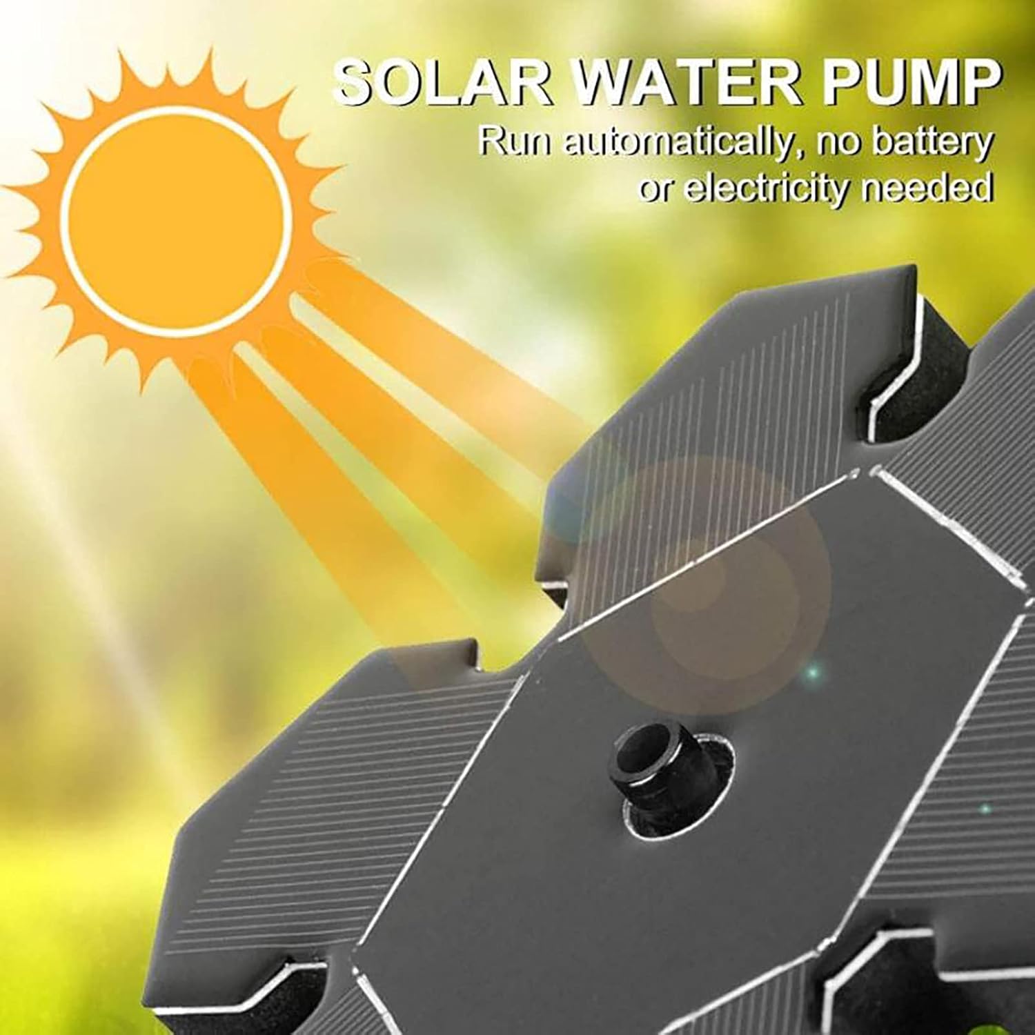 Bird Bath Solar Fountain Pump 1.4W Solar Water Fountain Floating Free Standing Solar Pond Pump with 4 Different Nozzles Outdoor Garden Solar Fountain No Electricity Required-1.4w 20.5cm(8inch)
