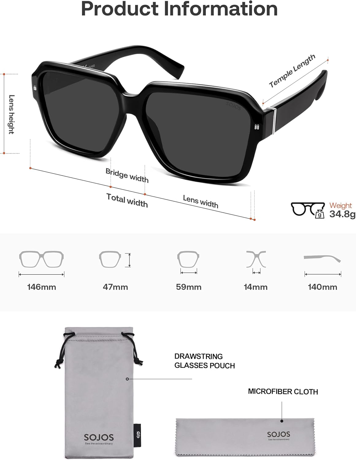 SOJOS Retro Polarized Hexagonal Aviator Sunglasses Womens Mens Trendy Rectangle UV400 Shades SJ2398 - Image 6