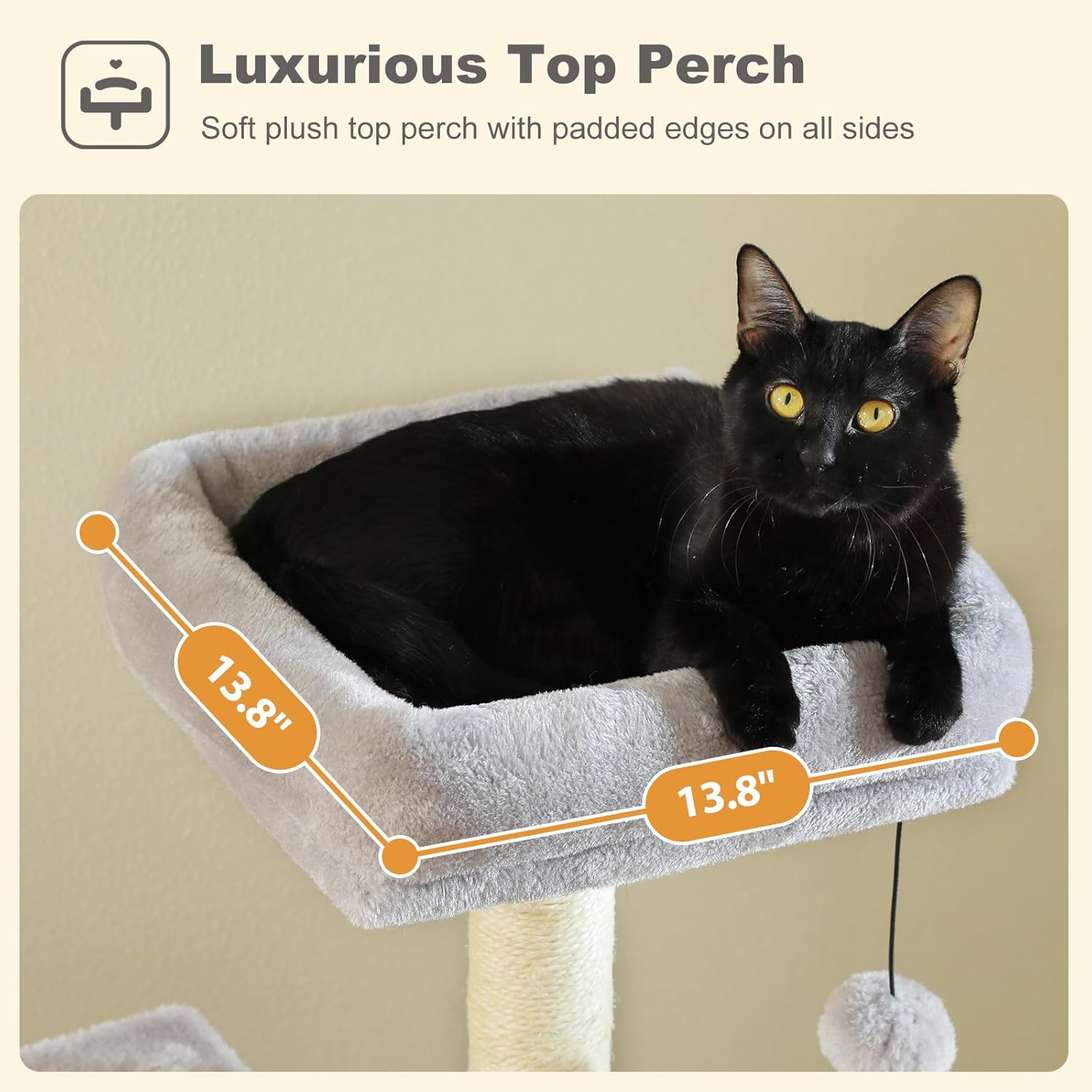 PEQULTI 62" Cat Tree for Indoor Cats, Multi-Level Cat Tower with Cozy Cat Condo Clearance Prime, Grey
