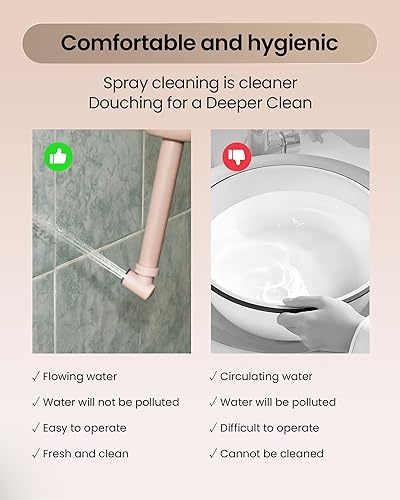 Miniatura 7 de Bidé portátil para viajes y campamentos, botella peri manual de mano para higiene femenina, 3 sellos a prueba de fugas, rociador extensible con Caqui