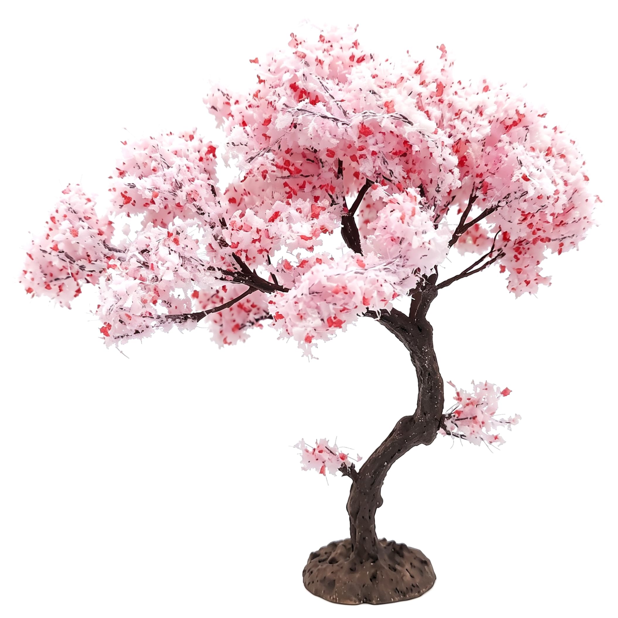 Monwssoe Artificial Cherry Blossom Tree, Vintage Japanese Style Faux Cherry Blossom Tree for DIY Landscape Miniature Scene Dollhouse Decor, 8in