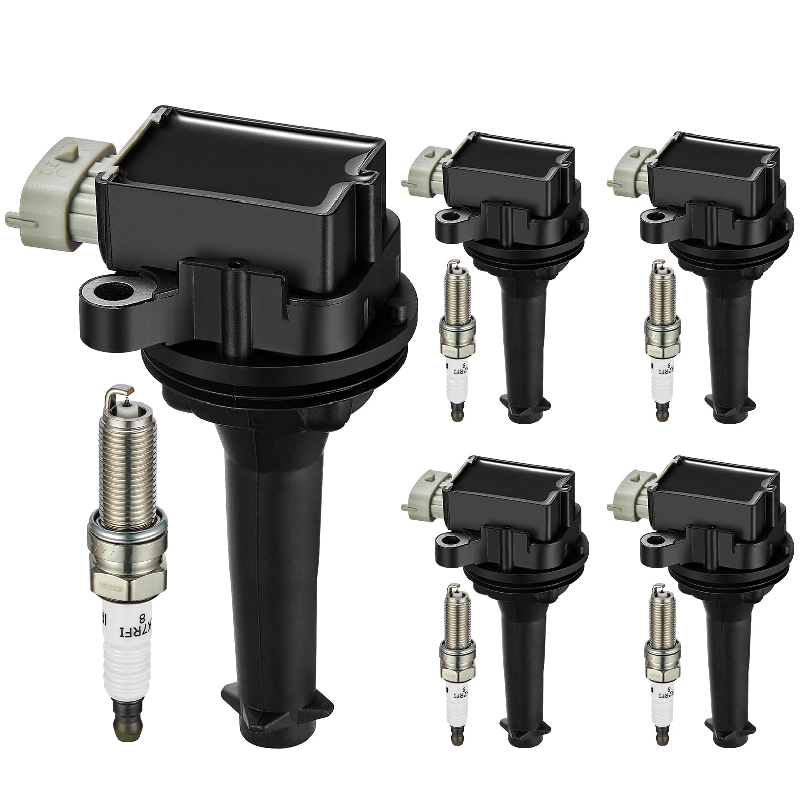 5 Ignition Coils &amp; 5 Iridium Spark Plugs UF517 AP5325 for Volvo