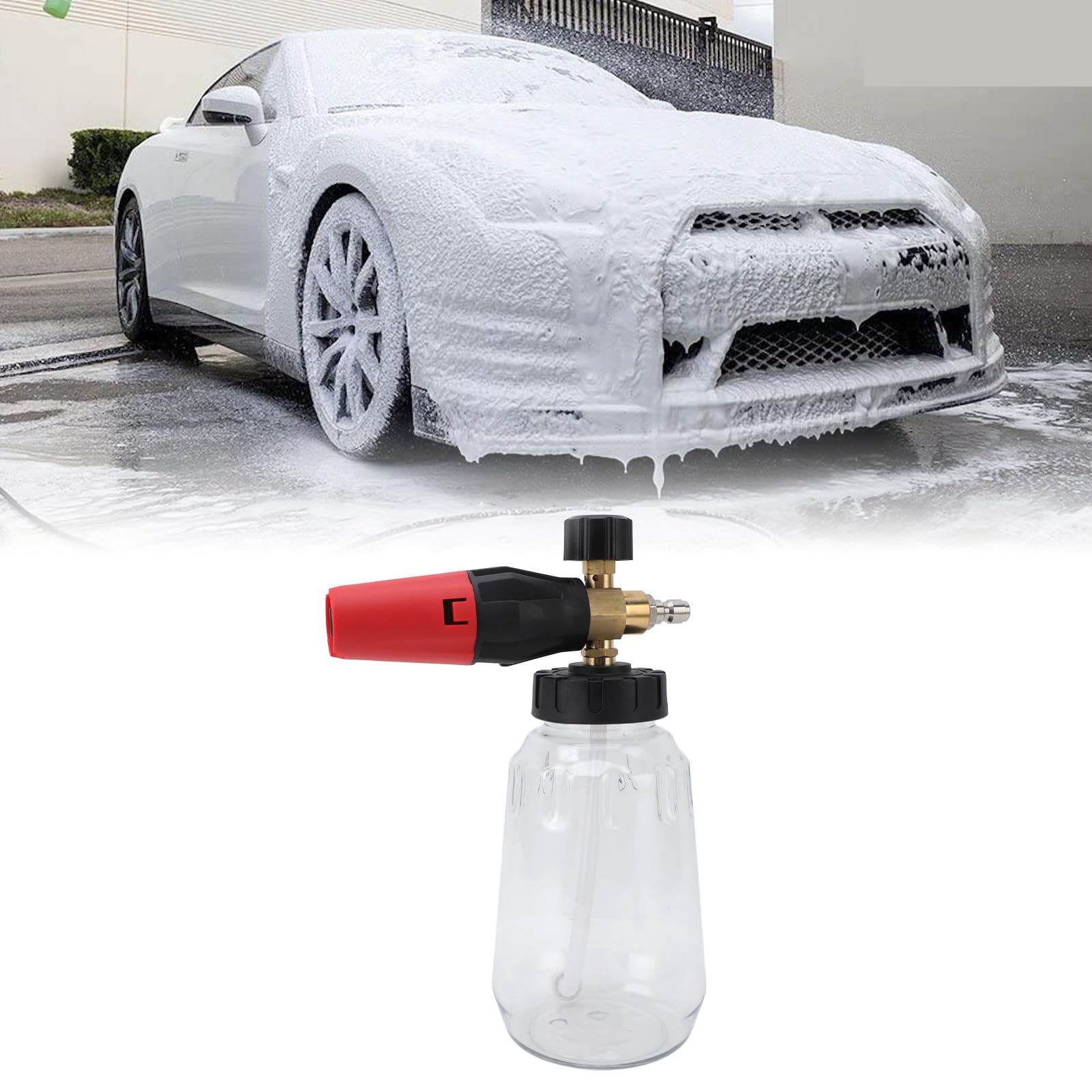 Car Wash Foam Sprayer 1000ml Versatile High Pressure Washer Foam Cannon with 1/4in Quick Connector for Bike Motorcycle Truck SUV