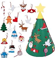 Vista 6 de Árbol de Navidad de fieltro con tira de luces Árbol de fieltro iluminado para niños pequeños con accesorios, juguetes de fieltro de pre-jardín