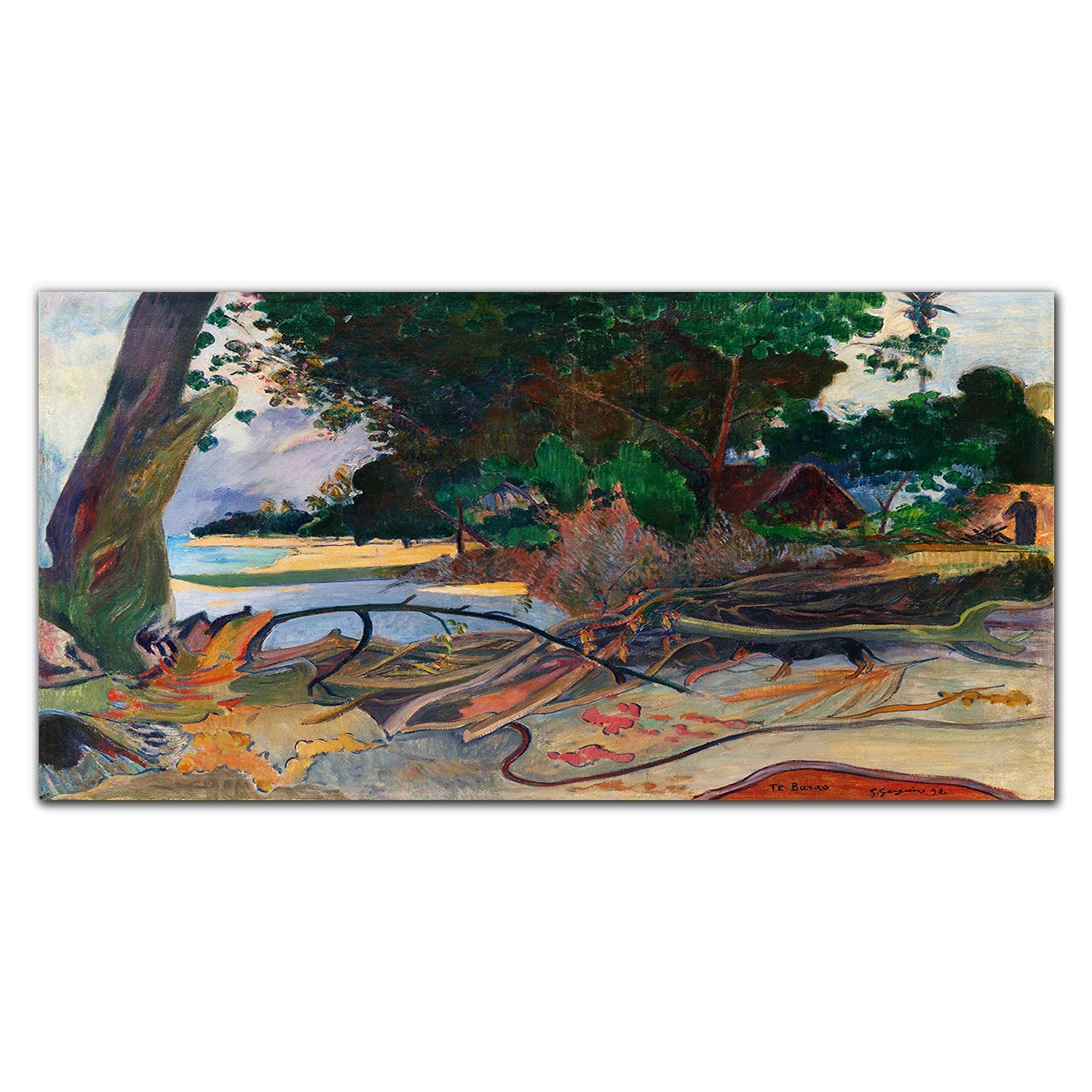 Dosseret de cuisine anti-taches en verre trempé 140x70cm décoratif Te Baruo Gauguin