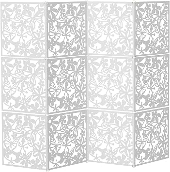 12Pcs DIY Partition Screen & Wall Decor, Wall-mounted Folding Square Room Dividers Hanging Room Dividers with Installation Holes, for Bedroom, Living Room & Modern Home, Size 40 * 40 cm, White