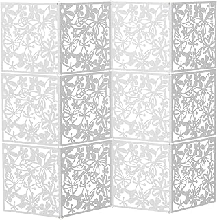 12tlg Raumteiler 40x40CM Paravent Wand Trennwand Sichtschutz aus PP, Hohlgeschnitzt mit Licht & Schatten Effekt, Flexibel DIY Aufstellbar, Klappbarer Raumtrenner für Wohnzimmer Schlafzimmer Flur, Mode