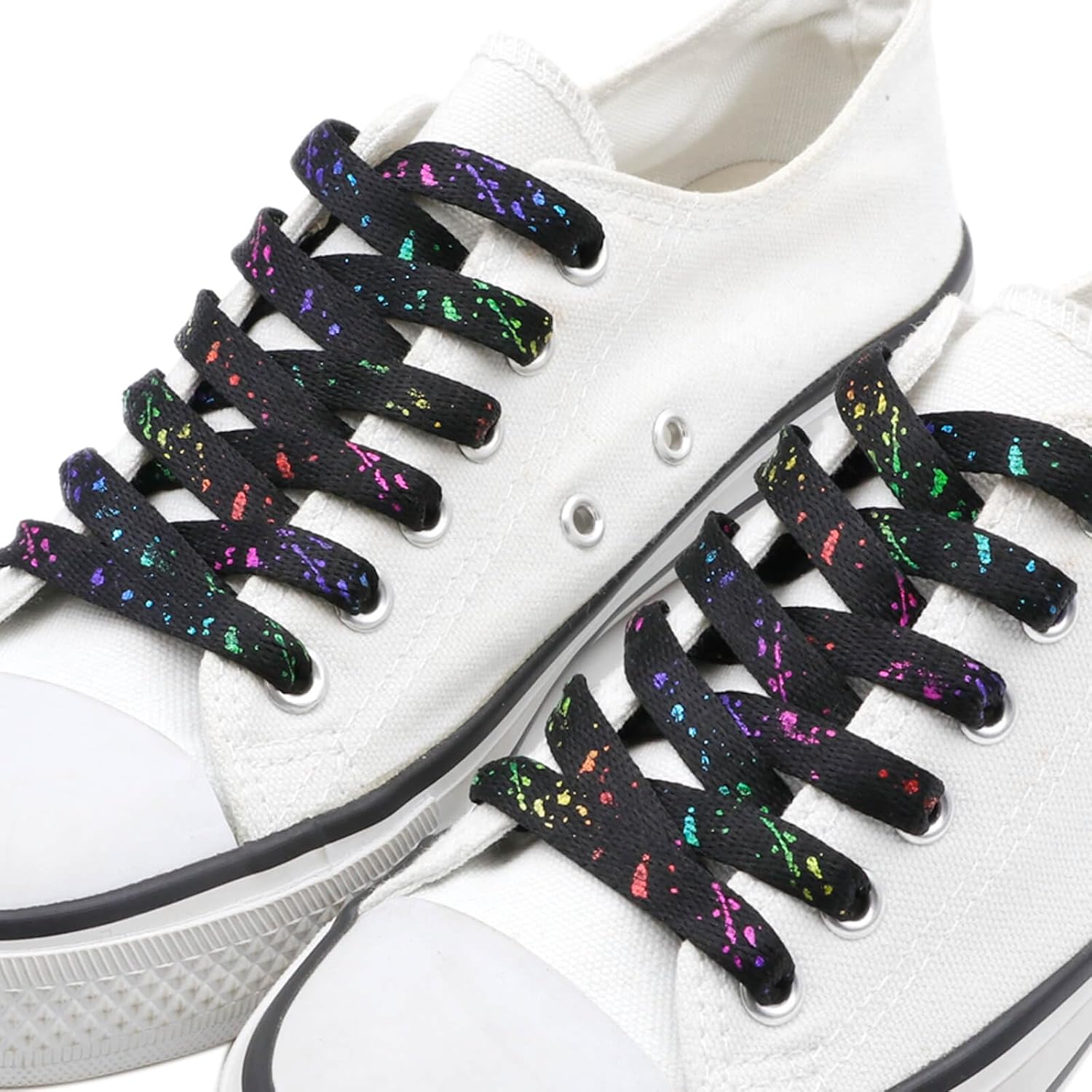 Flat Colorful Shoelaces for Sneakers Art Printed Pattern String 2 Pair