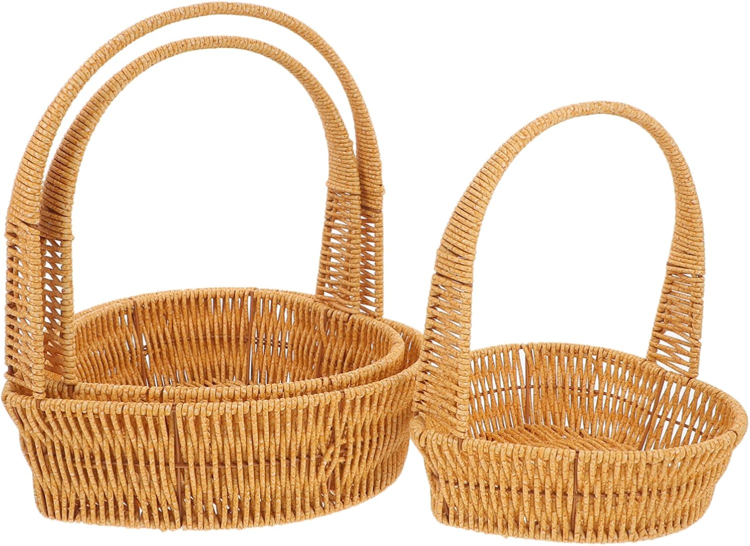Ciieeo 3pcs Unique Hand Woven Rattan Basket Flower Basket for Decor Storage Handle