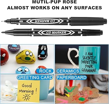YUXIANLB Black Markers for Drawing, 10 Pack Dual Tip Brush Pens Permanent Marker Set for Art Drawing Sketching Writing Dooding Marking