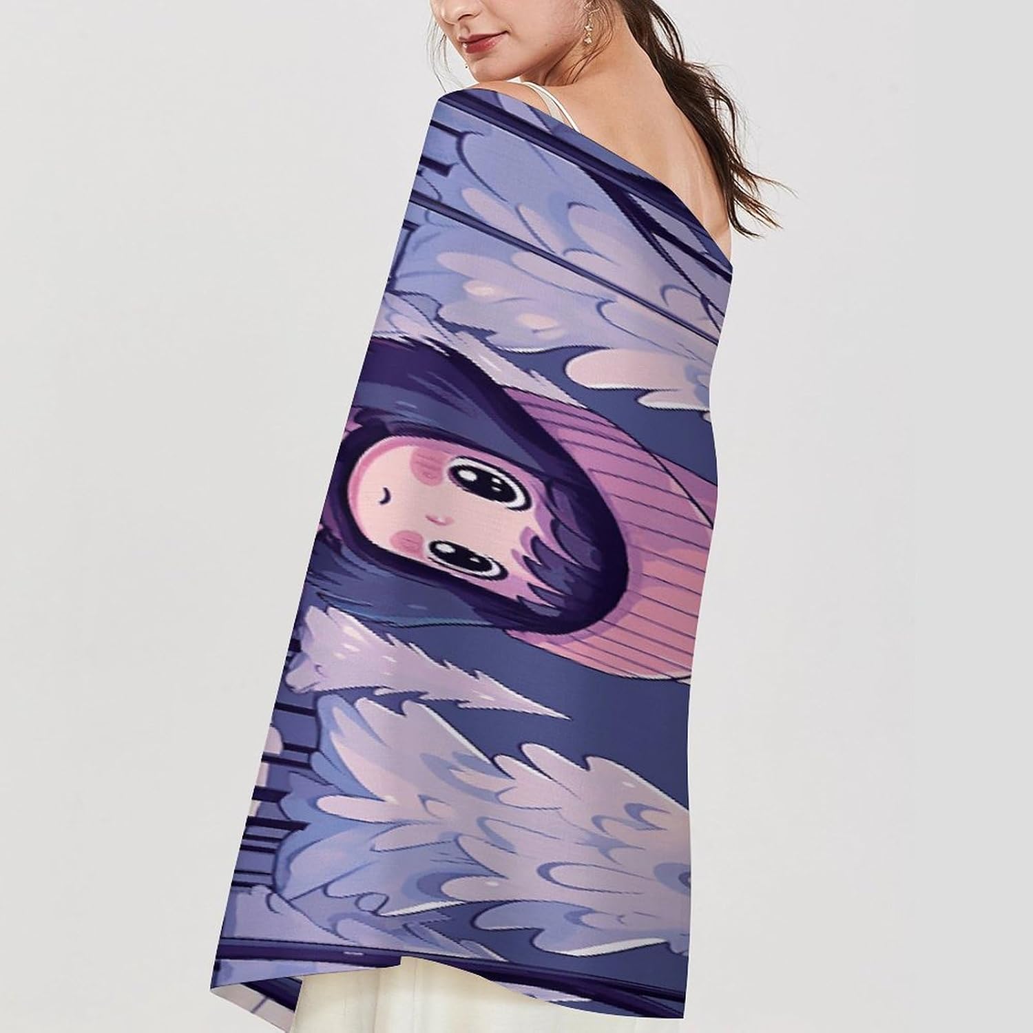 Winter Girl Cartoon Winter Scarf for Women Soft Tassel Scarves Oversized Wraps Long Shawl Cold Weather Thick Blanket Scarfs