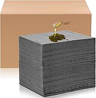 Hoolerry 100 Pack Oil Absorbent Pads, 9.8x13 Inch Dimpled Mats for Garage Oil Spills, Water Absorbing Floor Protection, Gray
