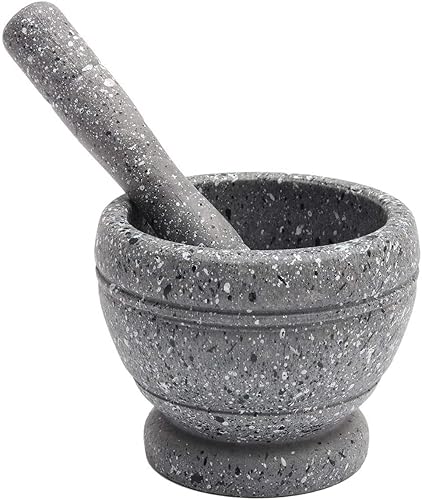 Resin Mortar and Pestle Set, Guacamole Bowl Molcajete Grinder Garlic Spices Herbs Mortar Pestle Set, Great for Guacamole Spice,Cooking Tools Supplies, Small 4.3 Inch Holds 1.5 Cups,Not Made by Stone