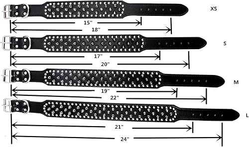 Miniatura 4 de PU - Collar para perro de piel sintética ajustable de 2.0 in, tachonado con clavos, Negro