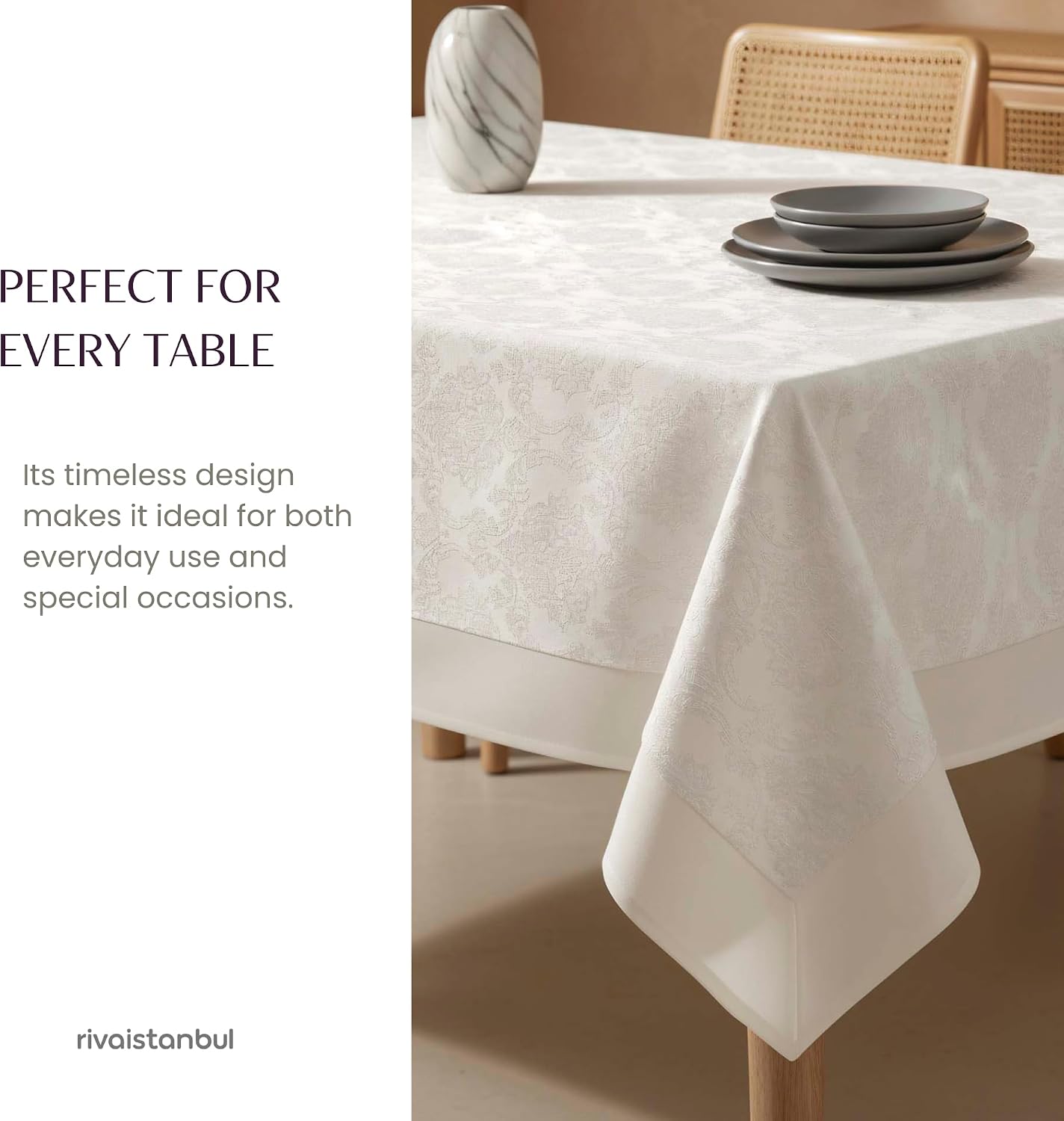 Rectangular & Round Tablecloth for Dining & Picnic | Botanical Print Fabric Table Cover for Indoor Outdoor Tables | Durable Table Cloth for Kitchen, Parties, Holidays & Everyday Use