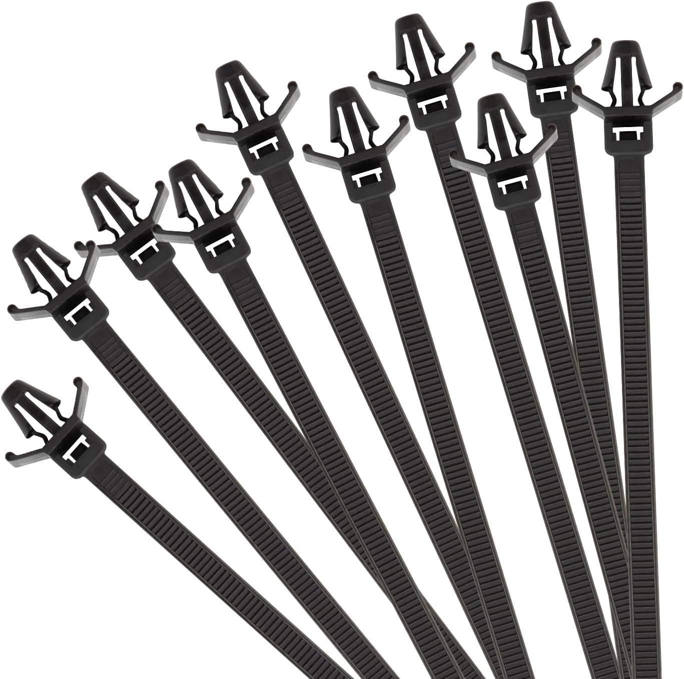 XINGO 100PCS 6 inch Car Wire Tie Straps Nylon Push Mount Cable Tie, 50 lbs Tensile Strength, Self-Locking Cord Zipties for Homehold Construction Industry Electronic Industry Auto