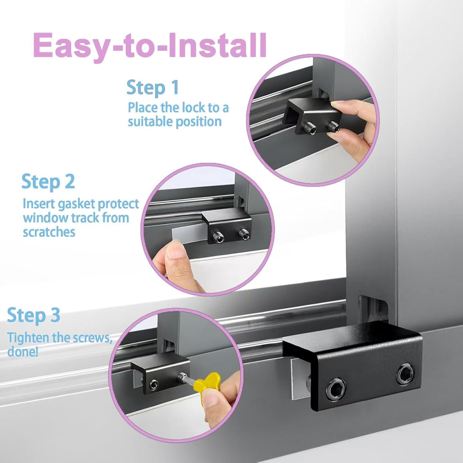4 Pack Window Locks, Sliding Window Locks for Horizontal & Vertical Sliding Windows, Adjustable Security Window Lock with Key Sets for Patio Office Bedroom (Black)