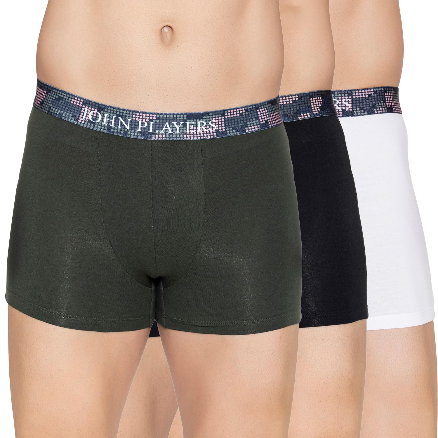 john players Pack of 3 Men's Classic Cotton Trunk with Sublimation Waistband in Multicolor-picture-11