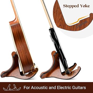 CAHAYA Guitar Stand Wood Universal Folding Floor Guitar Holder X-Frame