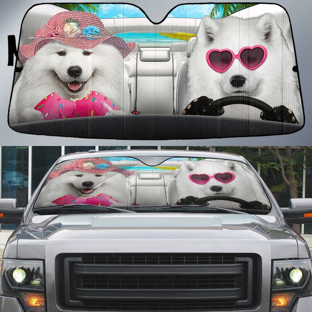 Parasol Delantero de Coche con Samoyedos Protector Plegable M 4
