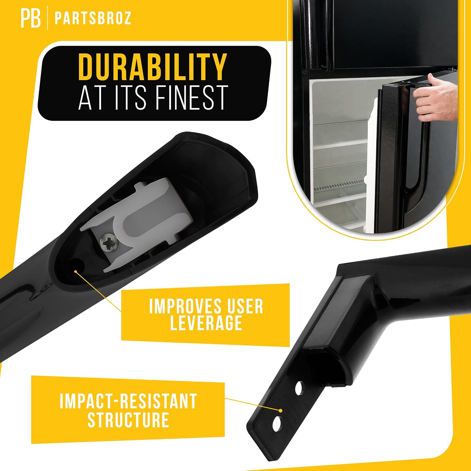 PartsBroz 5304506471 Refrigerator Door Handle Set Black (2 Pcs) for FrigidaireFFTR1814QB4A FFTR1814QS1 FFTR1814QS4A FFTR1821QB1 FFTR1821QB3 FFTR1821QB5A FFHT2131QM0 FFTR1814LM5 FFTR1814QS3 FFTR1817LBE