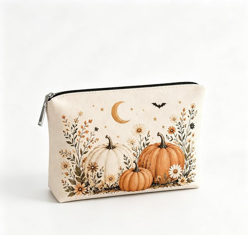 GRITOSE Necessaire pequena com zíper e estampa de abóboras, style21, 1 unidade