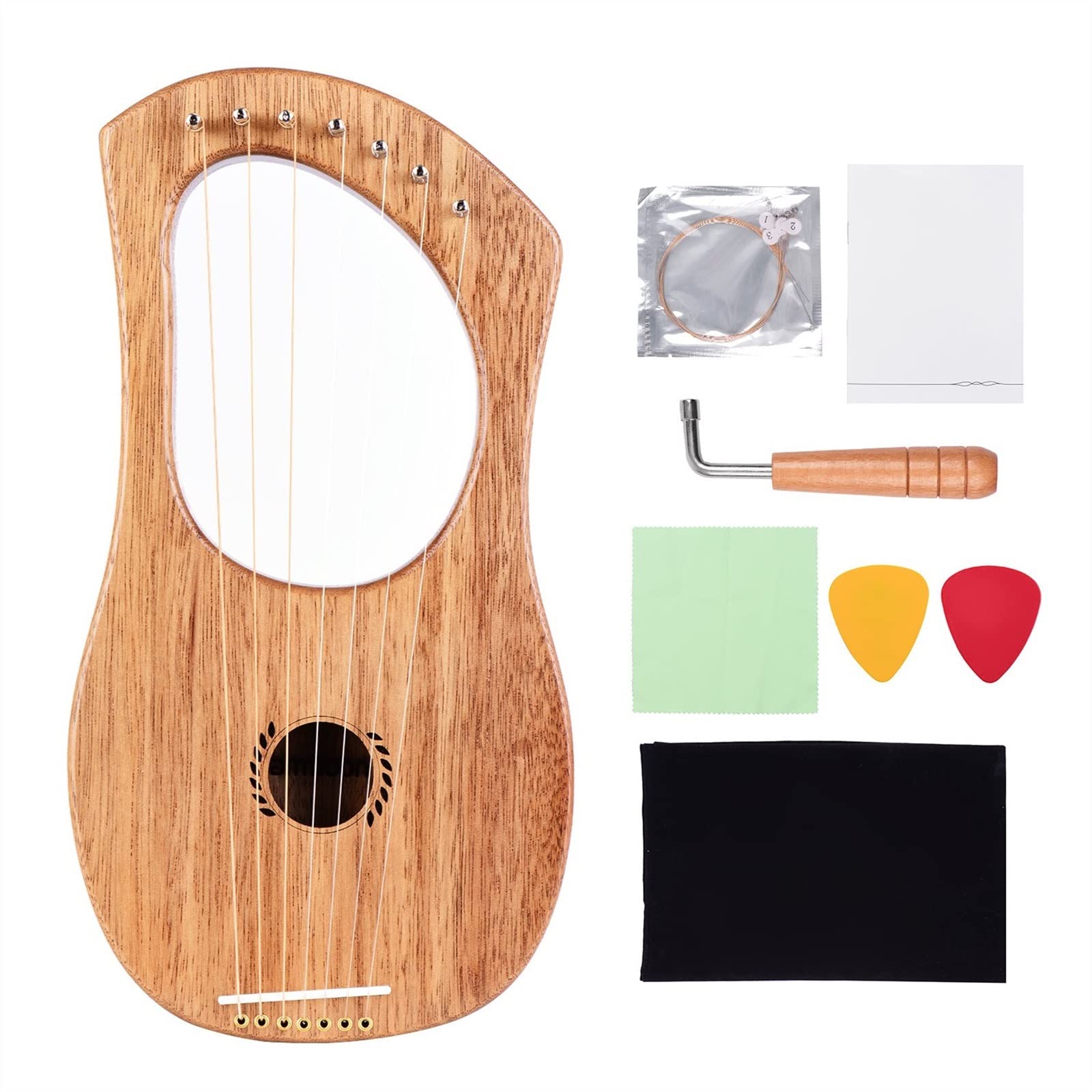 Harfen 7-saitige Holzleier Harfe Birke Massivholz Saiteninstrument Mit Tragetasche (Color : 3)