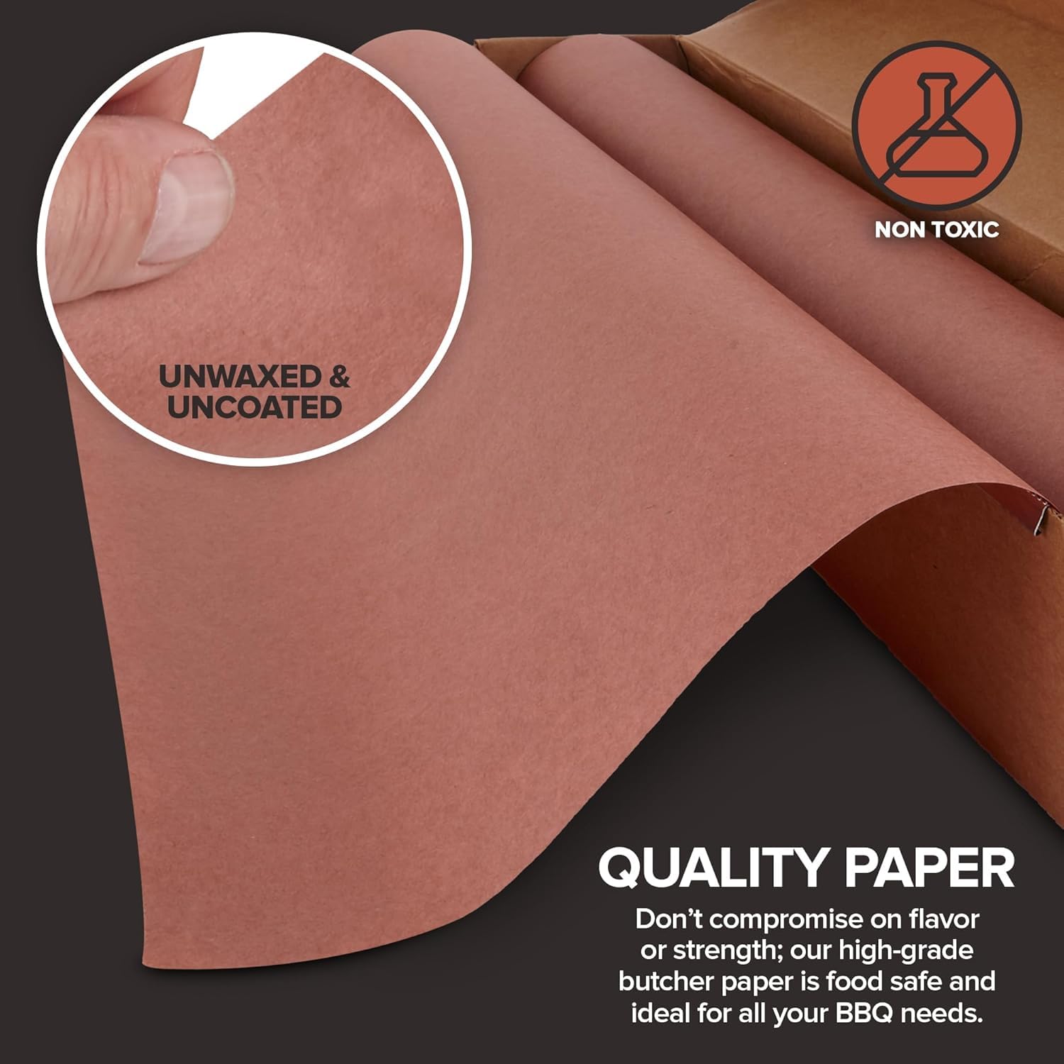 LATERN Rotolo di Carta da Macellaio, 30CM x 18M Carta Kraft per Uso Alimentare Non Sbiancata Non Cerata Non-Patinata Cartas da Macellaio per Affumicatore Barbecue Grigliate Affumicatura Cottura Carni