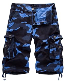 IDEALSANXUN Pantalones cortos tipo cargo militares con múltiples bolsillos para hombre