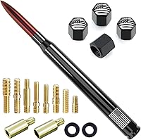 Vista 22 de Antena de camión para automóvil con tapas de válvula de neumáticos, bandera estadounidense, repuesto corto universal para GMC Sierra, Chevy