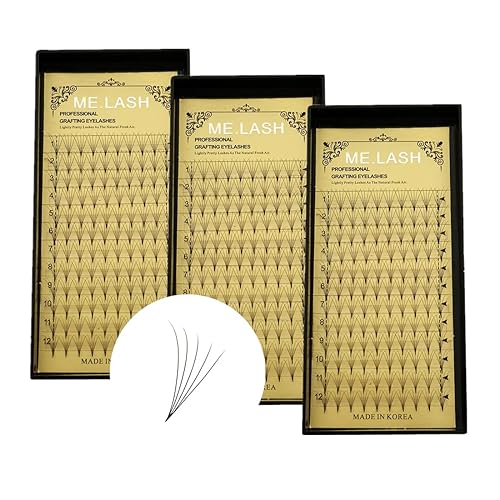 Bandejas con pestañas postizas Me.Lash naturales de 0.003 pulgadas de grosor, 3 unidades