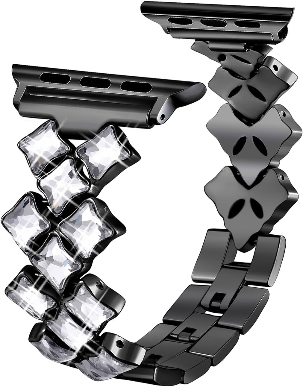 Secbolt Jewelry Bands Compatible with Apple Watch Band 38mm 40mm iwatch Series 5 4 3 2 1, Bling Stainless Steel Replacement Wristband, 4 Colors Available