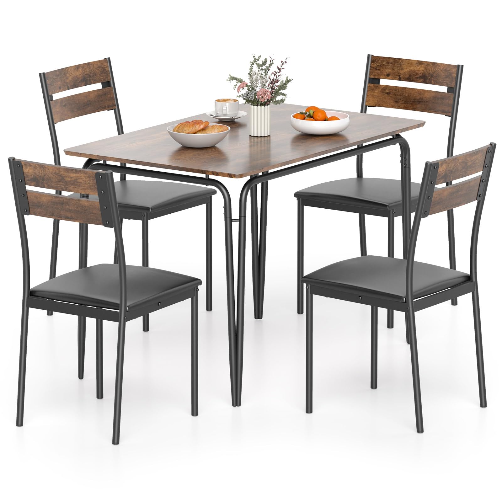Mesa de comedor de 5 piezas con 4 sillas para cenas en pisos pequeños
