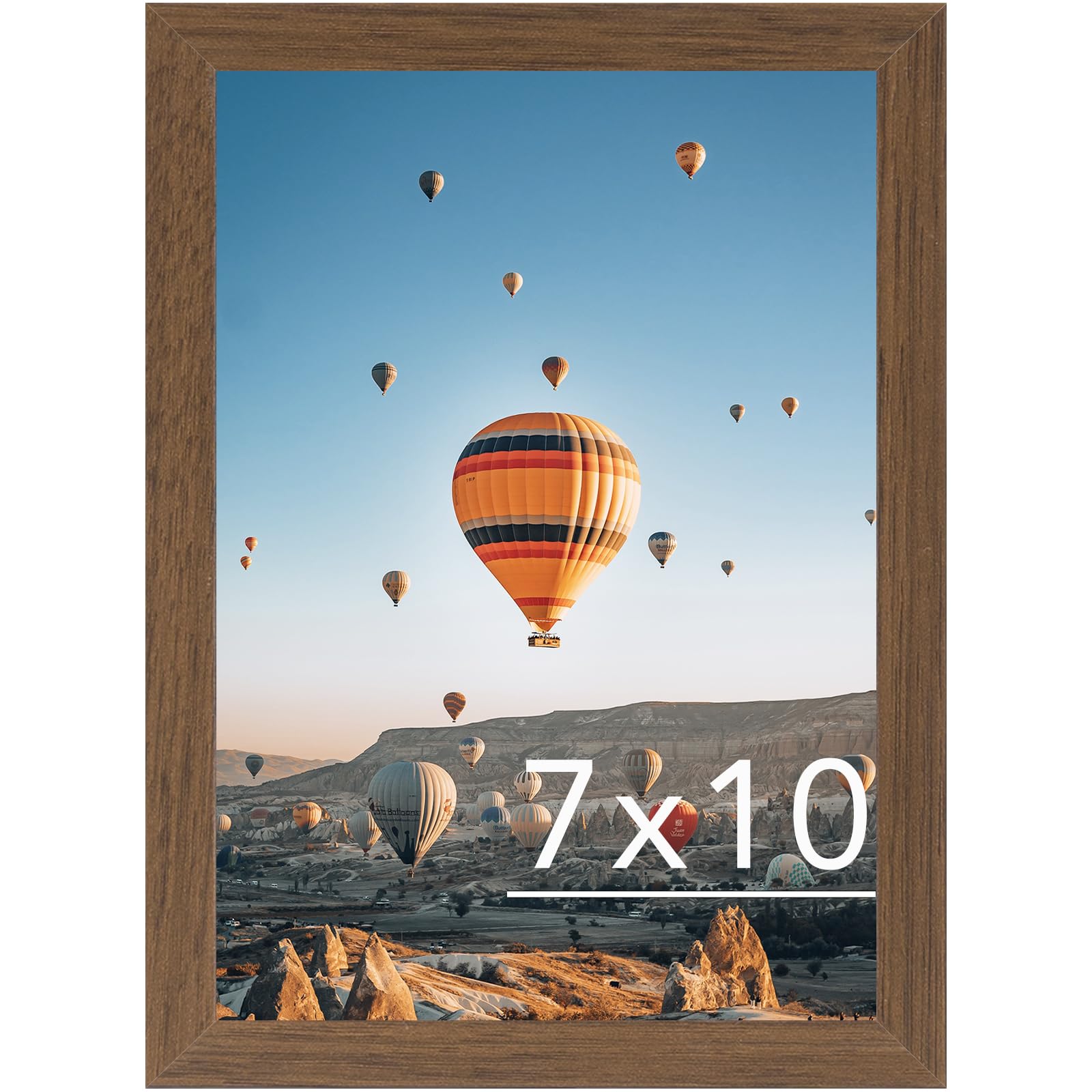 JCJMY 7x10 Picture Frame Brown for Wall Hanging or Tabletop- Wall Mounting Horizontally or Vertically, 7 x 10 Wall Gallery Poster Photo Frames for 7 by 10 Photos, Brown