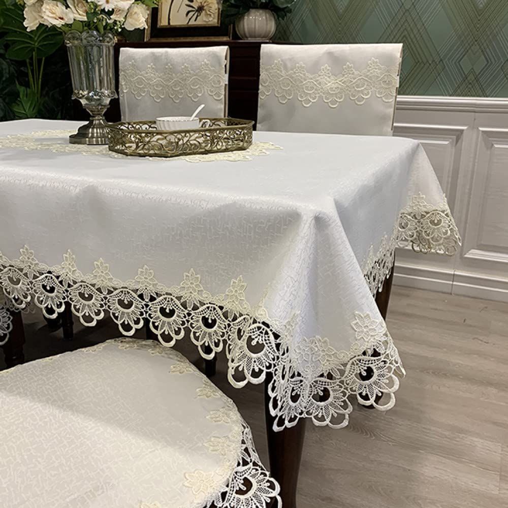 Nappe de table chic broderie dentelle pour masquer les imperfections HM99