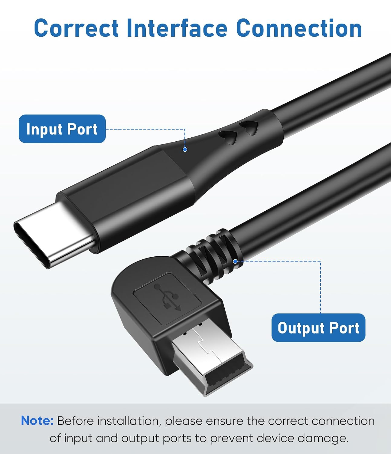Dash Cam Charger Cable,6Ft 18AWG USB C to Mini USB for Garmin Nuvi, GPS image 3