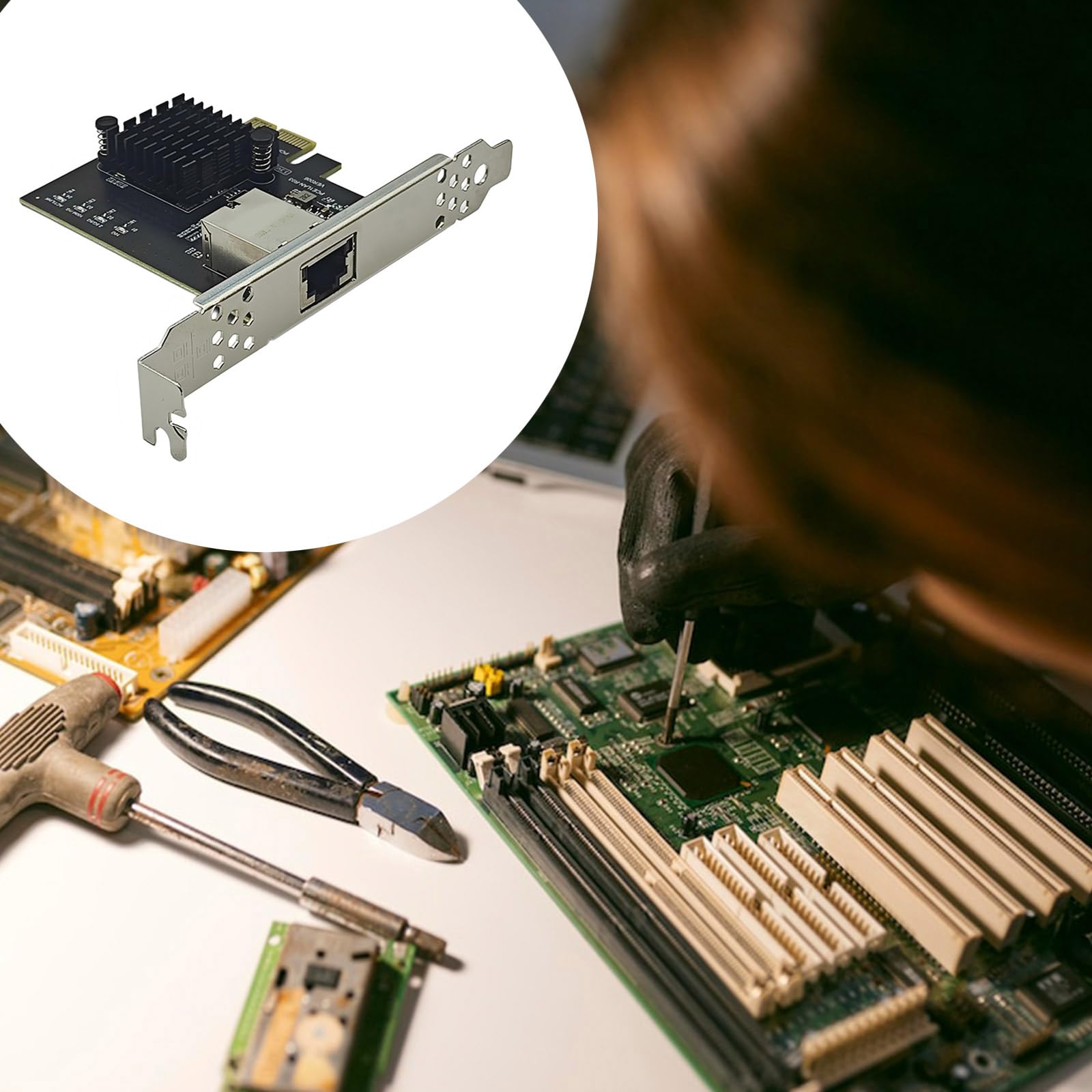 Scheda Rete per Server Gigabit RJ45 PCIE4.0 da 10 Gbps Scheda Rete Chip RTL8127AT Staffa a Basso Profilo per Accessori per Desktop Adattatore Rete