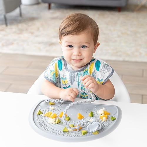 Miniatura 8 de Bumkins Mantel individual sensorial de silicona para bebés, para bebés y niños pequeños, tapete de succión para restaurantes, sillas altas y mesas,