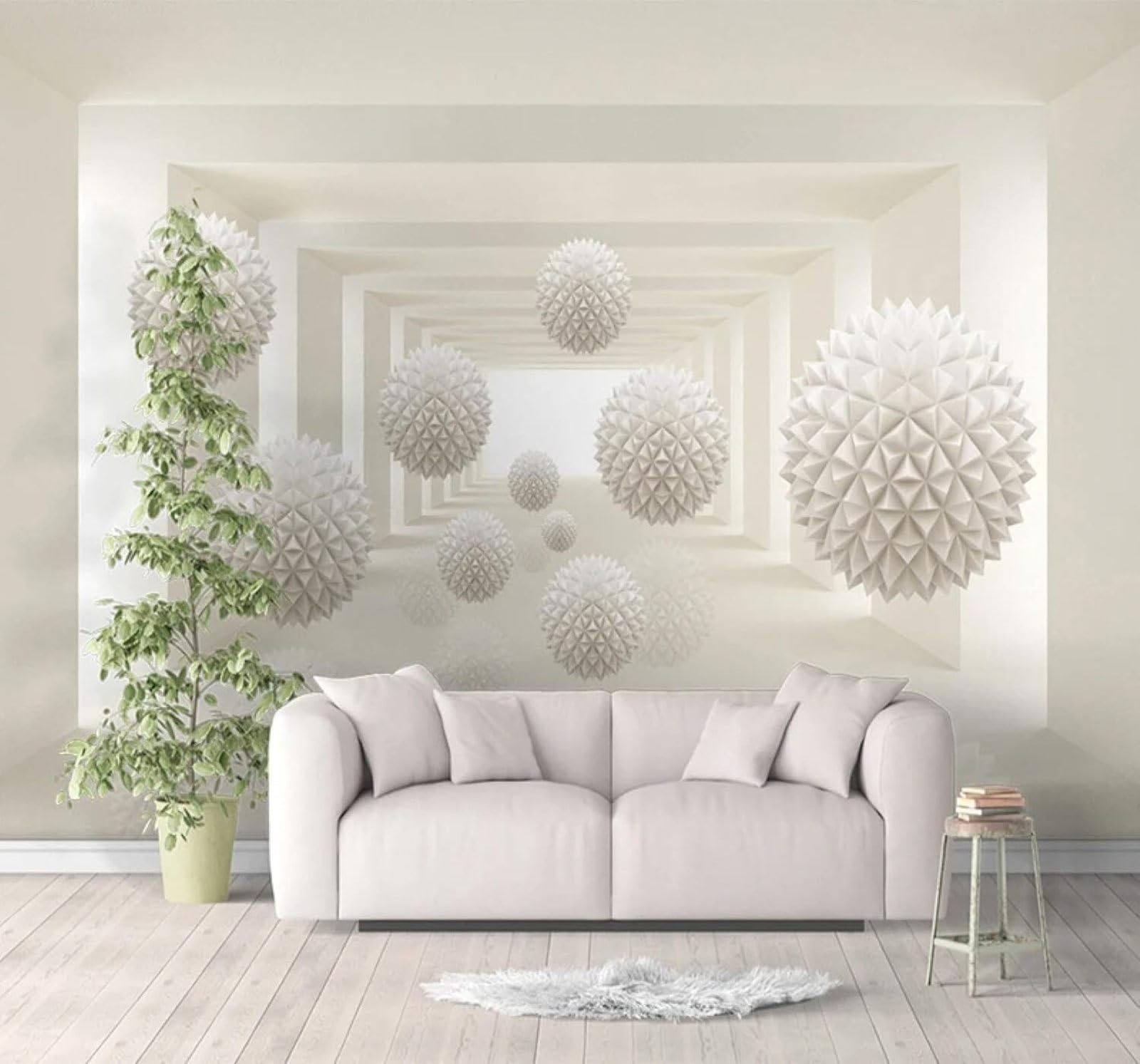XLMING Creative Design Corridor Spatial Extension Sphere 3D Wallpaper Premium Textured Silk Study Dining Living Room Bedroom Sofa TV Wall Easy Install-250cm×170cm