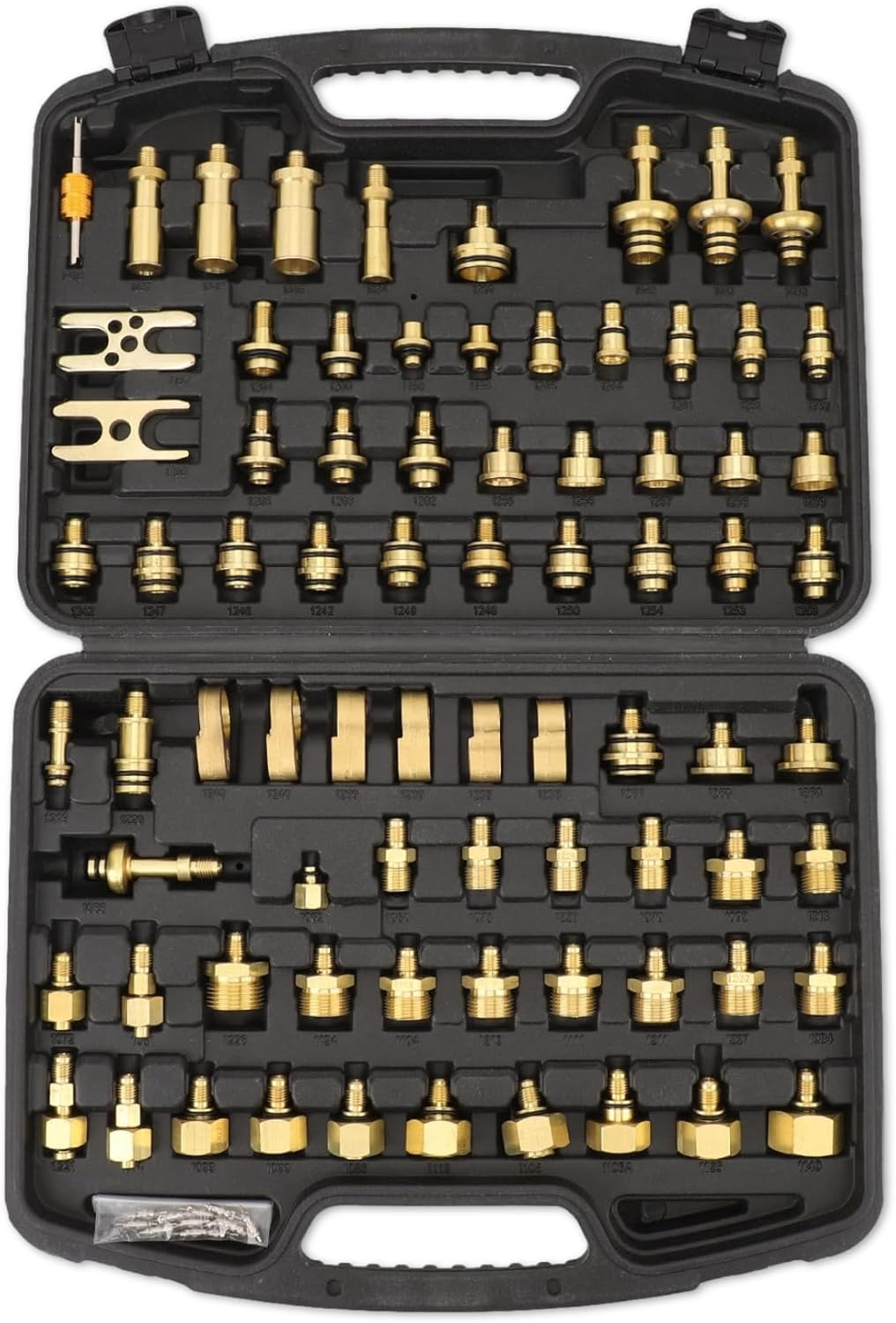 77pcs Automotive Air Conditioning Leak Test Kit Brass Ac Leak Detection Tools Connector Repair Kit for Car Auto AC