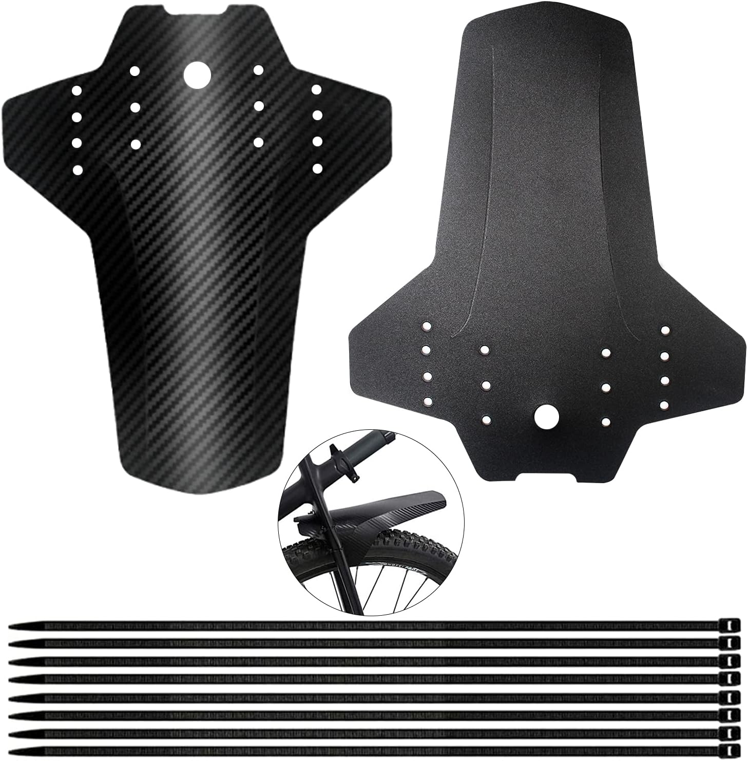 Mountain Bike Mudguards Set MTB Mudguards 2 PCS Bike Fende MTB Front and Rear Bicycle Fender Carbon Fiber Mud Guard Front and Rear Compatible for 26", 27.5", 29" Size Mountain Bike