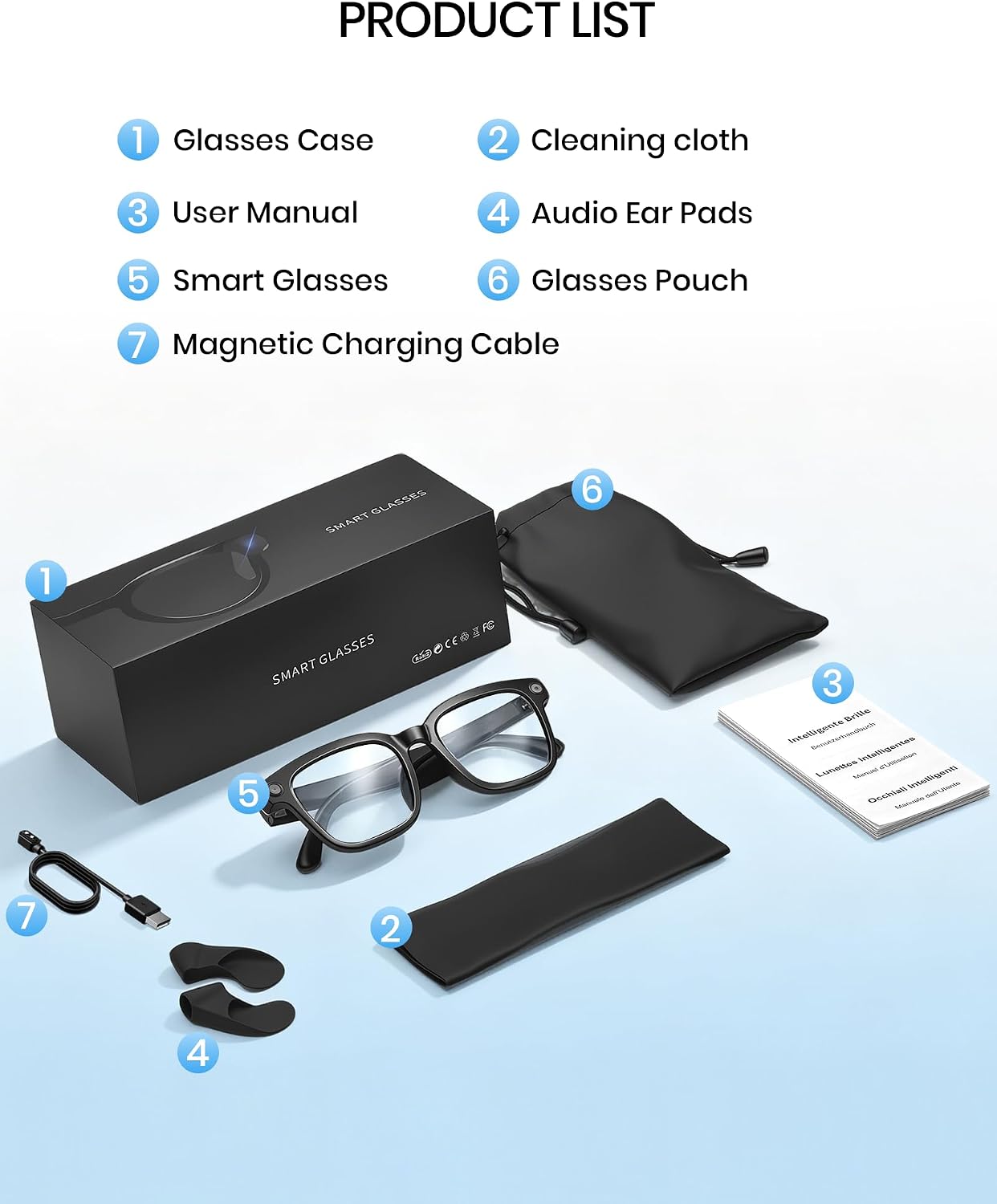 Smart Glasses with Camera and Bluetooth,HD Video Recording,Clear Lens