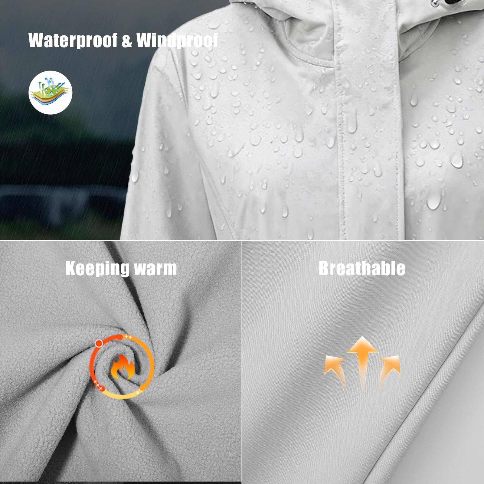 Chaqueta Softshell para mujer, con forro polar, impermeable, cortavientos, cálida, larga, con capucha, para exteriores