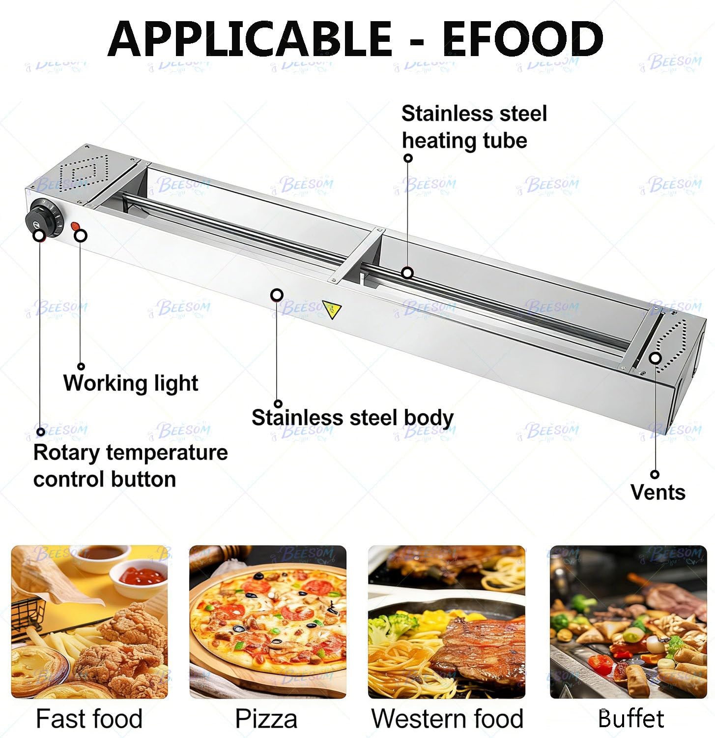 Wärmebrücke Speisenwärmer,Catering Wärmelampe Küche Essen,Edelstahl Wärmebrücke Für Speisen Für Warmhalten Von Speisen,Warmenlampe Für Catering,Cafeteria,Snackbar 120cm-2pcs