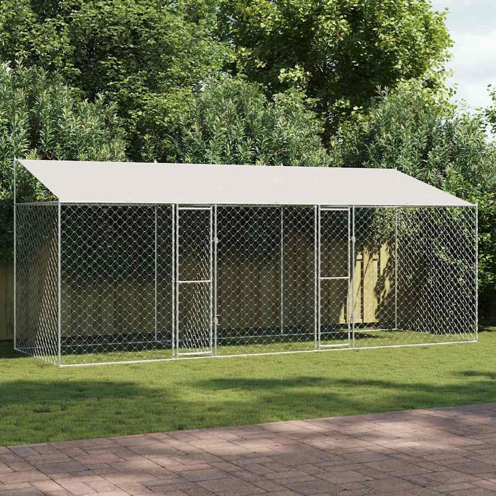 Klatka dla psa ze srebrnym dachem 600 x 200 x 256 cm