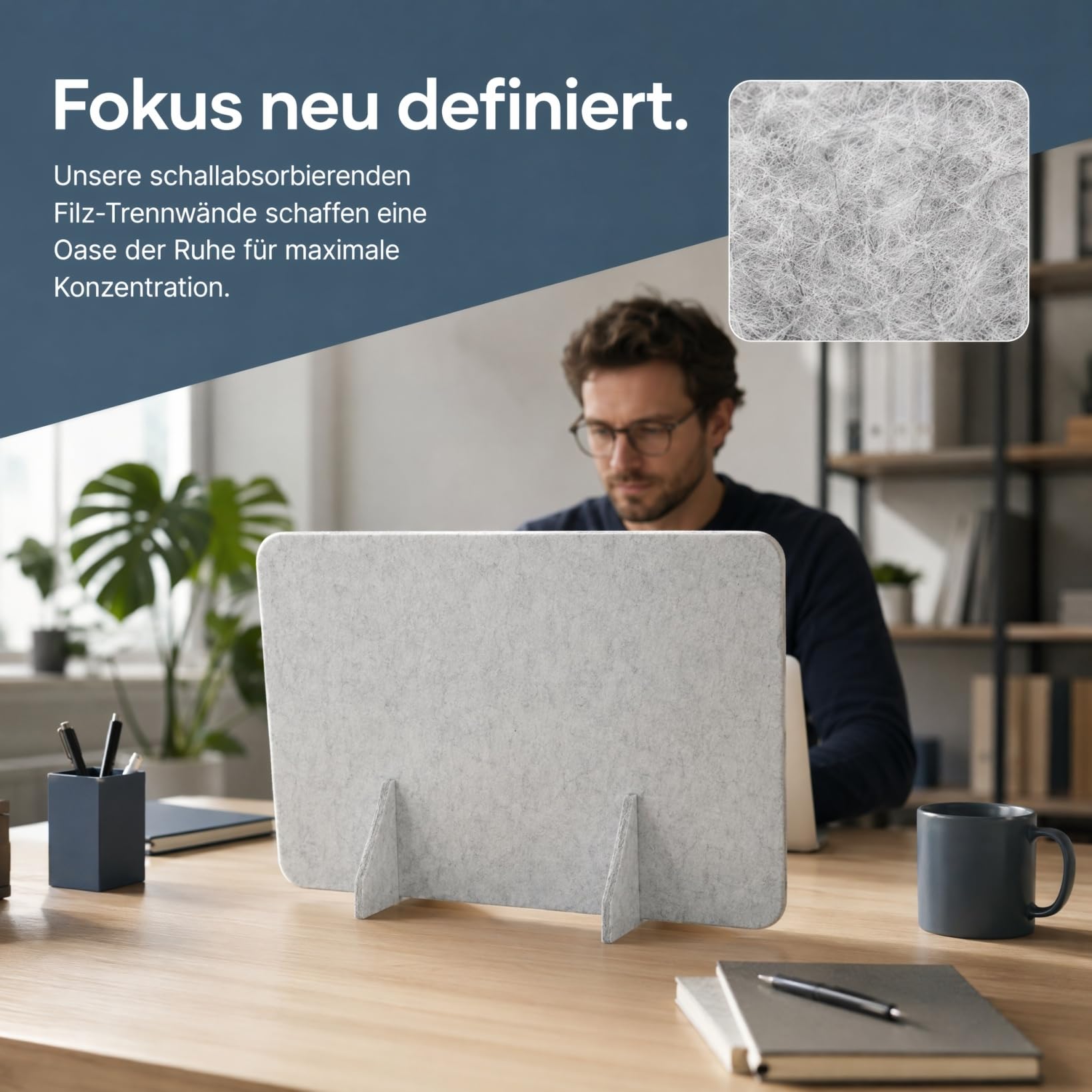 DOITOOL 4er-Set Filz-Trennwände für Schreibtische – Sichtschutzwände für Arbeitsplätze – Freistehende Trennwände mit Standfüßen für Schulklassen, Bibliotheken