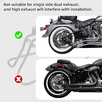 TCMT Matte Black Hard Saddlebags & Liners Carpet Insert + Chrome Conversion Brackets Fits For Harley Heritage Softail Softail Deluxe 1984-2017(except for Deuce Model Softail Slim Models)