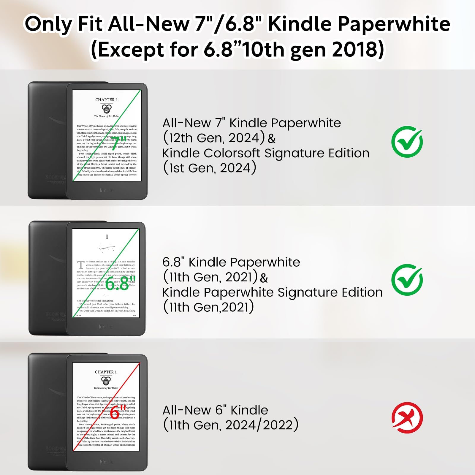 TXWLLIU Funda para 7 Pulgadas Kindle Paperwhite 12ª Generación 2024 y Kindle Colorsoft Signature Edition 2024, funda protectora con soporte y correa para la muñeca, sueño / activación automática — view 2
